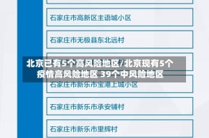 北京已有5个高风险地区/北京现有5个疫情高风险地区 39个中风险地区
