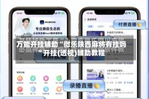 万能开挂辅助“微乐陕西麻将有挂吗”开挂(透视)辅助教程
