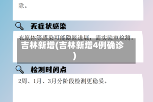 吉林新增(吉林新增4例确诊)