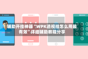 辅助开挂神器“WPK透视挂怎么用最有效”详细辅助教程分享