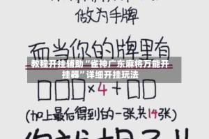 教程开挂辅助“雀神广东麻将万能开挂器”详细开挂玩法