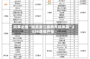 玩家必搜“哈灵浙江麻将开挂神器”2026透视开挂