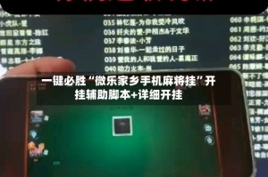 一键必胜“微乐家乡手机麻将挂”开挂辅助脚本+详细开挂