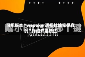 可用版本“wepoker透视挂确实是真的”详细开挂玩法
