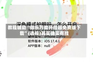 教程辅助“微乐万能开挂器免费版下载”(透视)其实确实有挂