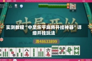 实测教程“中至乐平麻将开挂神器”详细开挂玩法