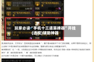 玩家必读“手机十三道算牌器”开挂(透视)辅助神器
