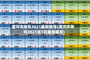 漯河市限号2021最新限号(漯河市限号2021年7月最新限号)