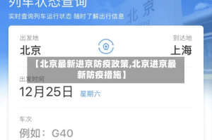 【北京最新进京防疫政策,北京进京最新防疫措施】