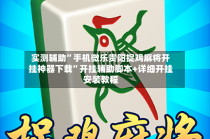 实测辅助”手机微乐贵阳捉鸡麻将开挂神器下载”开挂辅助脚本+详细开挂安装教程