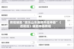 教程辅助“微乐山东麻将开挂神器”（透视挂）辅助神器教程