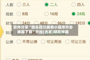 软件分享“微乐四川麻将小程序外卦神器下载”开挂(透视)辅助神器