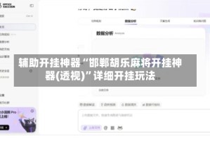 辅助开挂神器“邯郸胡乐麻将开挂神器(透视)”详细开挂玩法