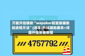 万能开挂辅助“wepoker轻量版辅助挂透视方法”(透视)开挂辅助脚本+详细开挂安装教程