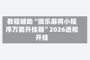 教程辅助“微乐麻将小程序万能开挂器”2026透视开挂
