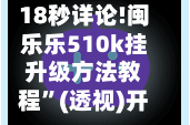 18秒详论!闽乐乐510k挂升级方法教程”(透视)开挂辅助脚本+详细开挂安装教程