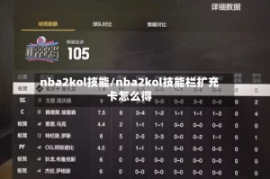 nba2kol技能/nba2kol技能栏扩充卡怎么得