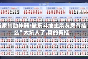 玩家辅助神器:微乐斗地主亲友房有挂么”太坑人了,真的有挂
