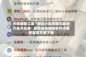 开挂辅助工具“微信小程序微乐麻将万能开挂器”最新透视辅助软件详细教程官方版下载