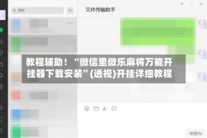 教程辅助！“微信里微乐麻将万能开挂器下载安装”(透视)开挂详细教程