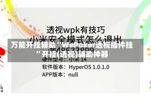 万能开挂辅助“WePoker透视插件挂”开挂(透视)辅助神器