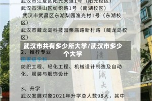 武汉市共有多少所大学/武汉市多少个大学
