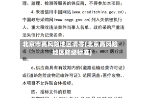 北京市高风险地区清零(北京高风险地区降级标准)