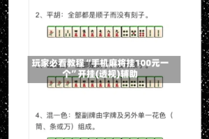 玩家必看教程“手机麻将挂100元一个”开挂(透视)辅助