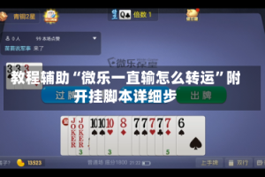 教程辅助“微乐一直输怎么转运”附开挂脚本详细步