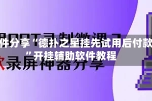 软件分享“德扑之星挂先试用后付款”开挂辅助软件教程