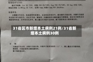 31省区市新增本土病例21例/31省新增本土病例30例