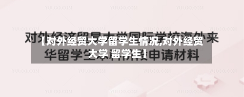 【对外经贸大学留学生情况,对外经贸大学 留学生】-第2张图片