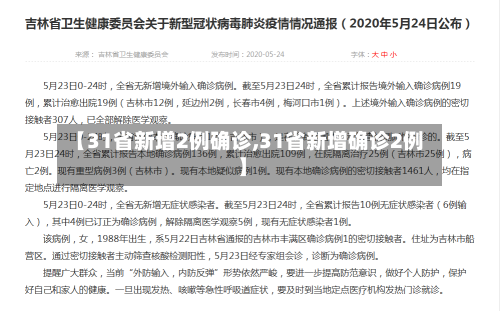 【31省新增2例确诊,31省新增确诊2例 】-第1张图片