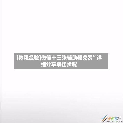 [教程经验]微信十三张辅助器免费	”详细分享装挂步骤-第1张图片