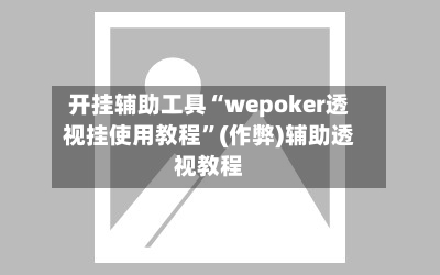 开挂辅助工具“wepoker透视挂使用教程	”(作弊)辅助透视教程-第1张图片