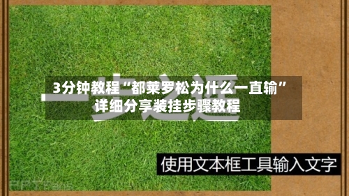 3分钟教程“都莱罗松为什么一直输”详细分享装挂步骤教程-第2张图片