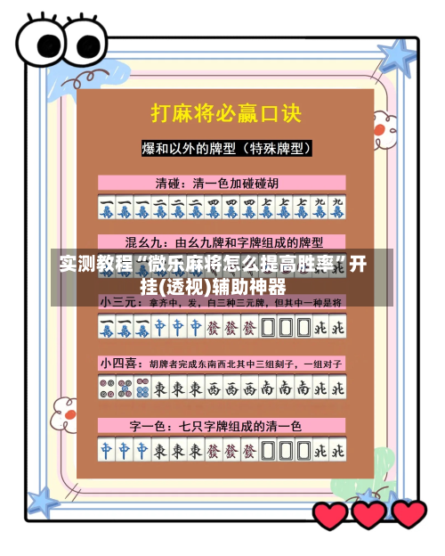实测教程“微乐麻将怎么提高胜率	”开挂(透视)辅助神器-第1张图片