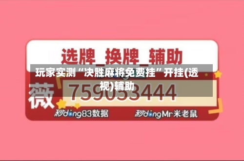 玩家实测“决胜麻将免费挂	”开挂(透视)辅助-第3张图片