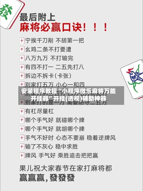 安装程序教程“小程序微乐麻将万能开挂器”开挂(透视)辅助神器-第3张图片