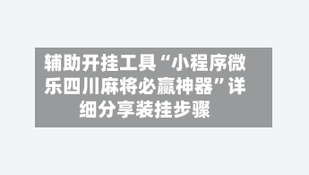 辅助开挂工具“小程序微乐四川麻将必赢神器	”详细分享装挂步骤-第2张图片