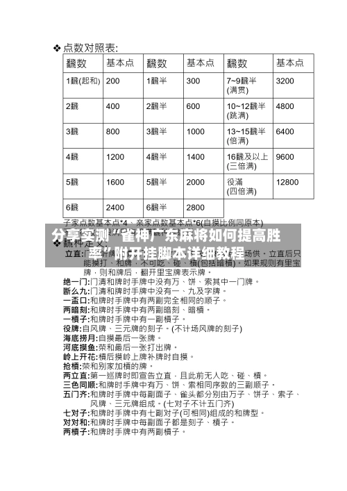 分享实测“雀神广东麻将如何提高胜率”附开挂脚本详细教程-第1张图片