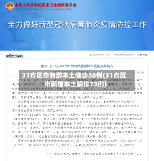 31省区市新增本土确诊30例(31省区市新增本土确诊73例)-第1张图片