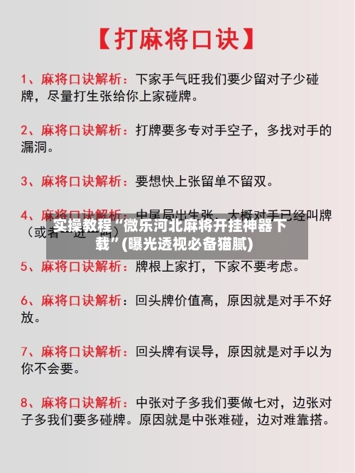 实操教程“微乐河北麻将开挂神器下载	”(曝光透视必备猫腻)-第1张图片