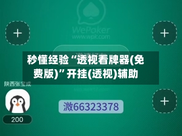 秒懂经验“透视看牌器(免费版)”开挂(透视)辅助-第1张图片