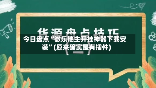 今日盘点“微乐地主开挂神器下载安装	”(原来确实是有插件)-第1张图片