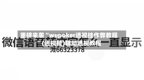 重磅来袭“wepoker透视挂作弊教程	”(透视挂)辅助透视教程-第1张图片