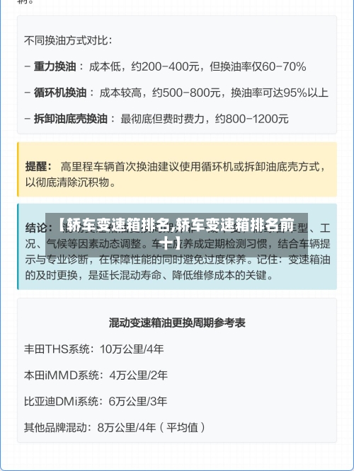 【轿车变速箱排名,轿车变速箱排名前十】-第1张图片