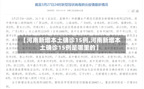 【河南新增本土确诊15例,河南新增本土确诊15例是哪里的】-第1张图片