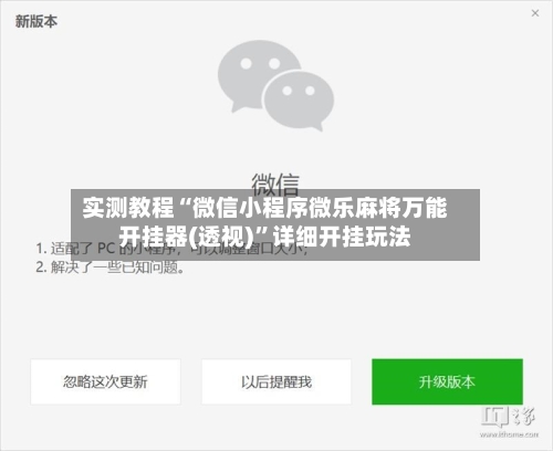 实测教程“微信小程序微乐麻将万能开挂器(透视)”详细开挂玩法-第1张图片