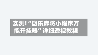 实测!“微乐麻将小程序万能开挂器	”详细透视教程-第1张图片